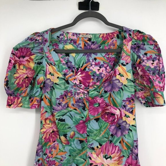 stradivarius Little Heaven Floral Print Sweetheart Neckline Puffsleeve Minidress - Picture 9 of 16